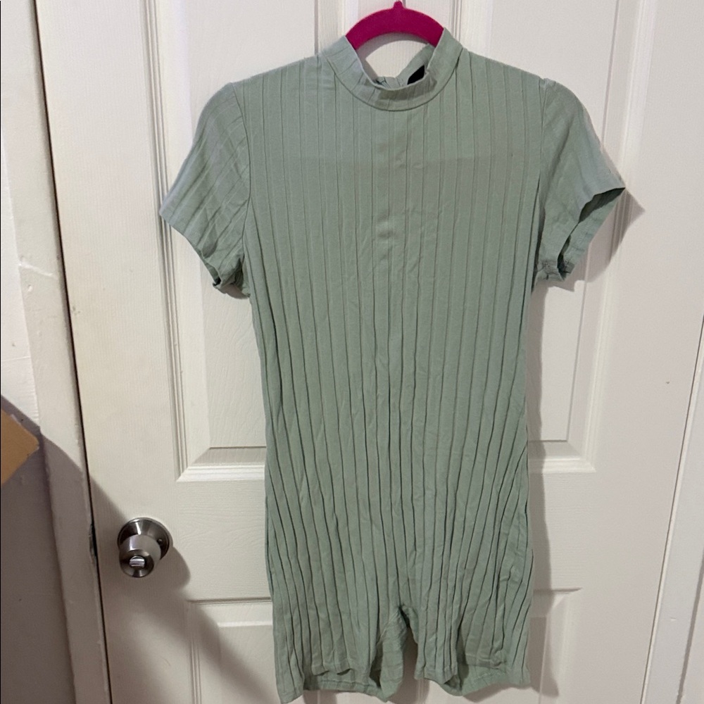 SHEIN Sage Ribbed Knit Romper